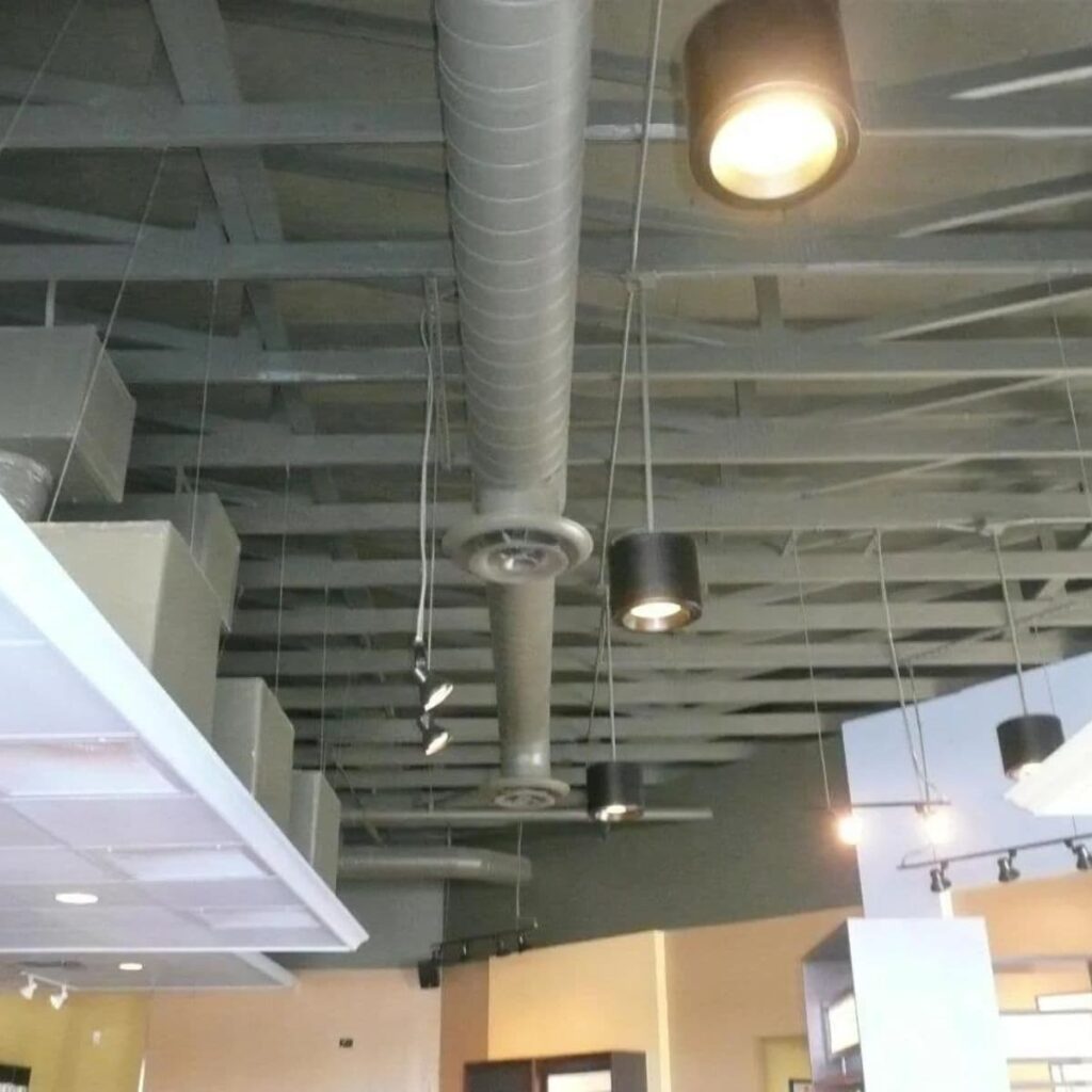 commercial air ducts on the ceiling of a business