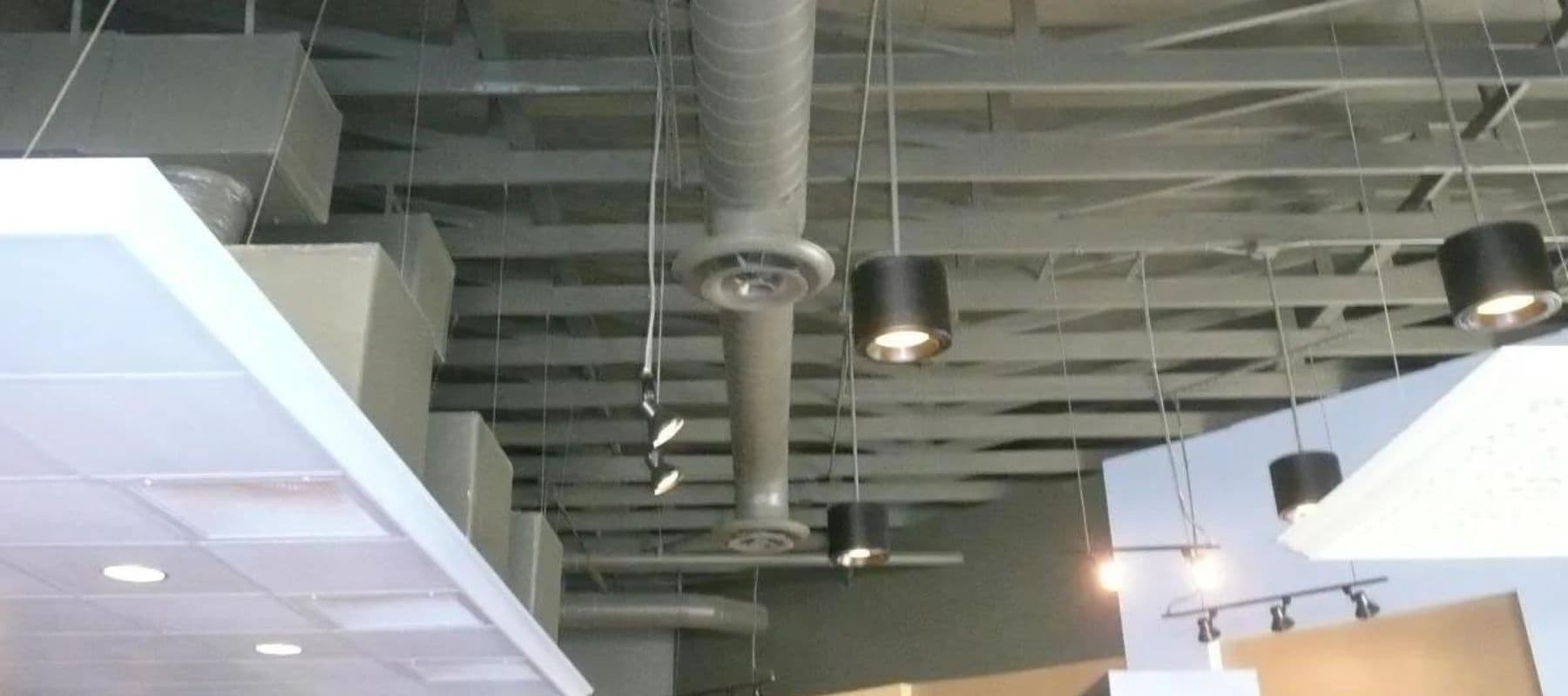 commercial air ducts on the ceiling of a business