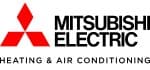 red and black mitsubishi electric heating and air conditioning logo