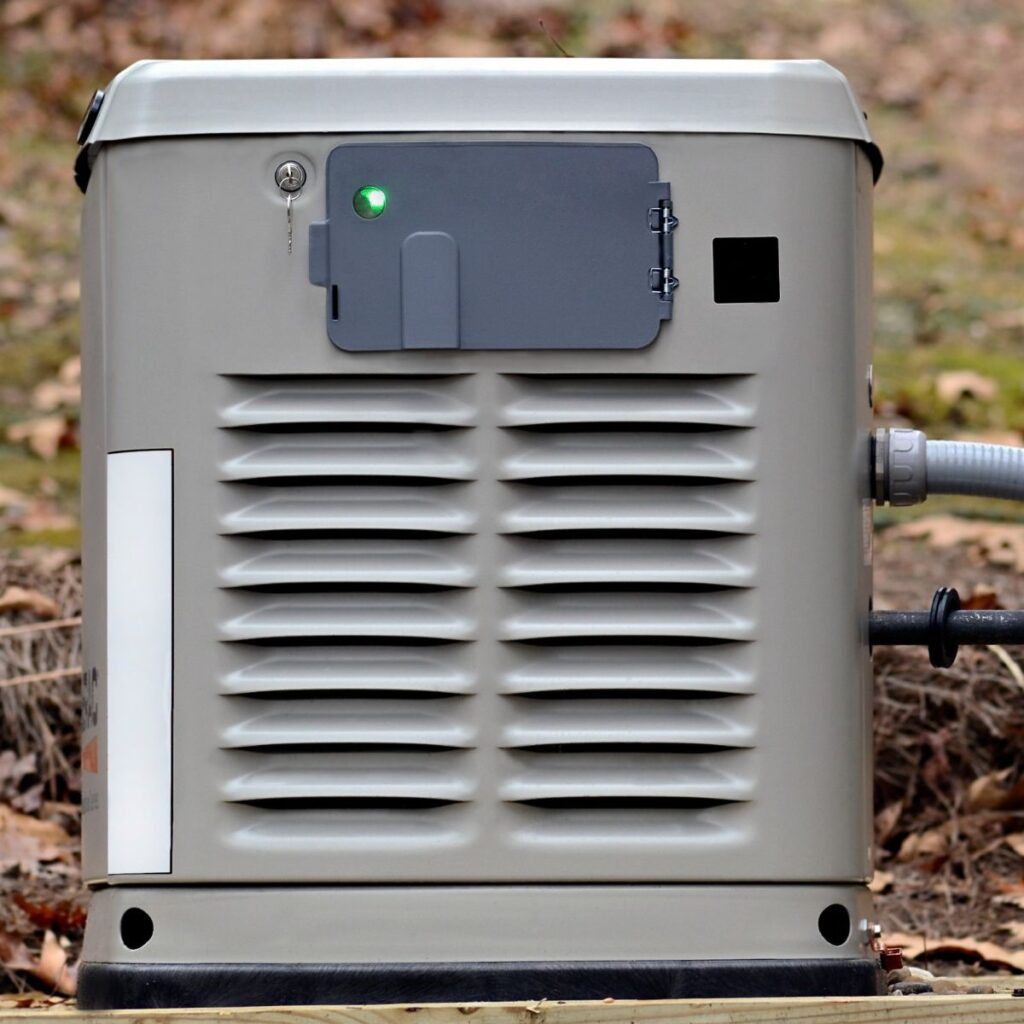 closeup of a whole home generator