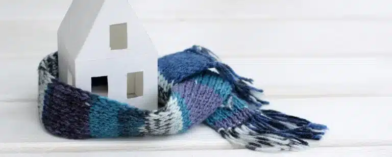 House model wrapped in warm scarf.