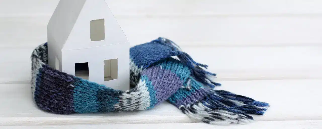 House model wrapped in warm scarf.