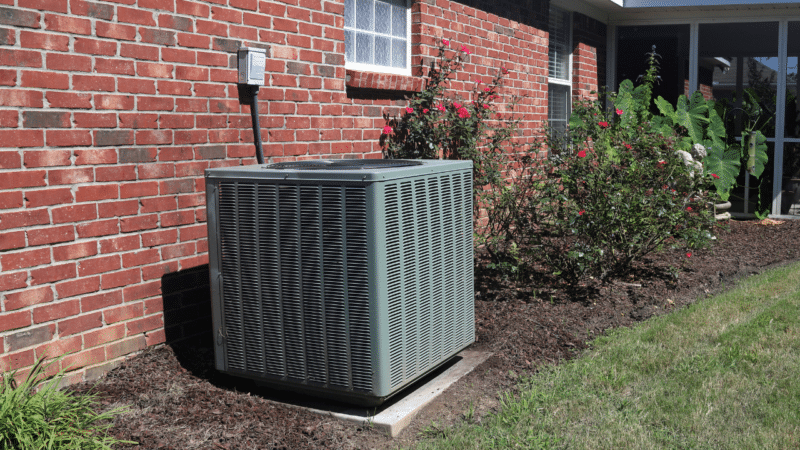 An outdoor condenser for a heat pump HVAC system.