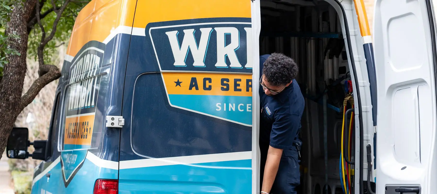 AC service van with technician