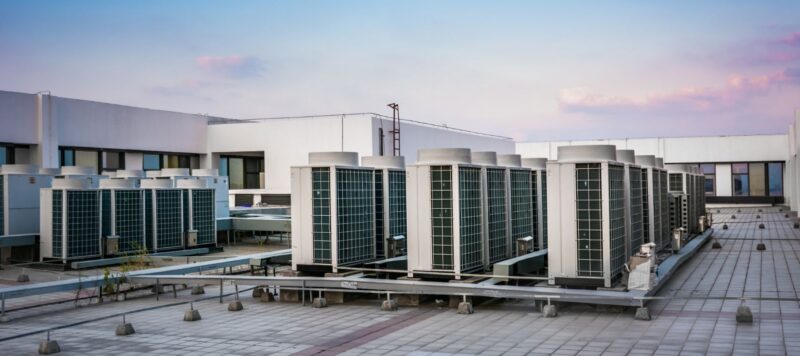 Commercial rooftop HVAC units on a building