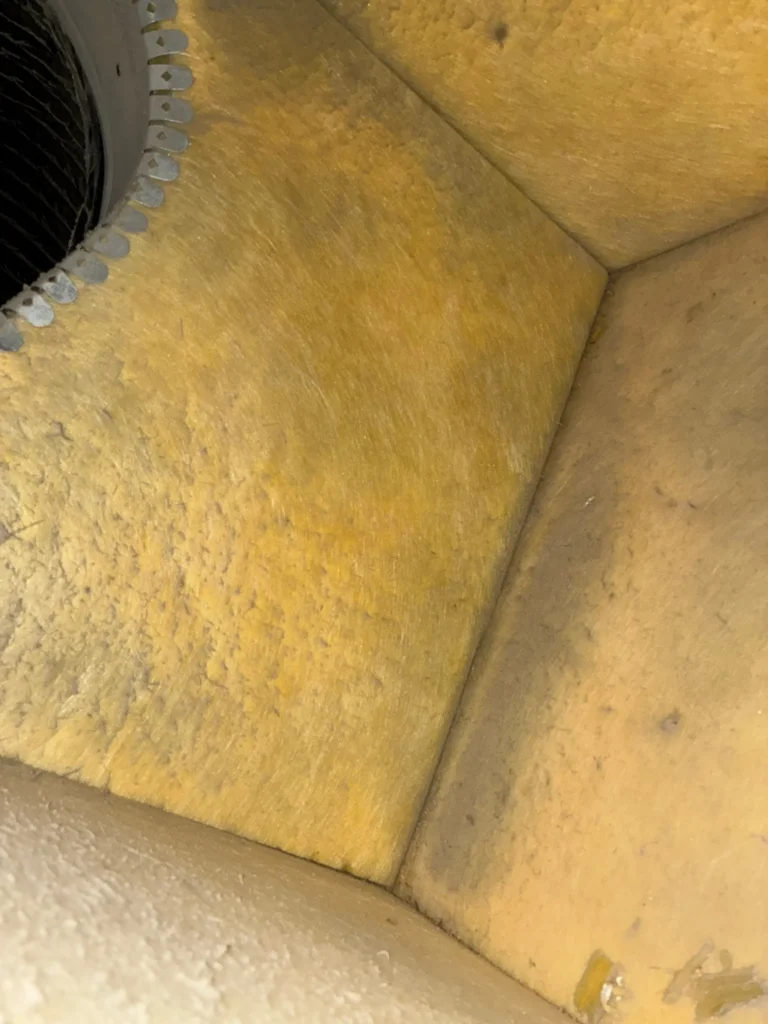 The interior of fiberglass duct board.